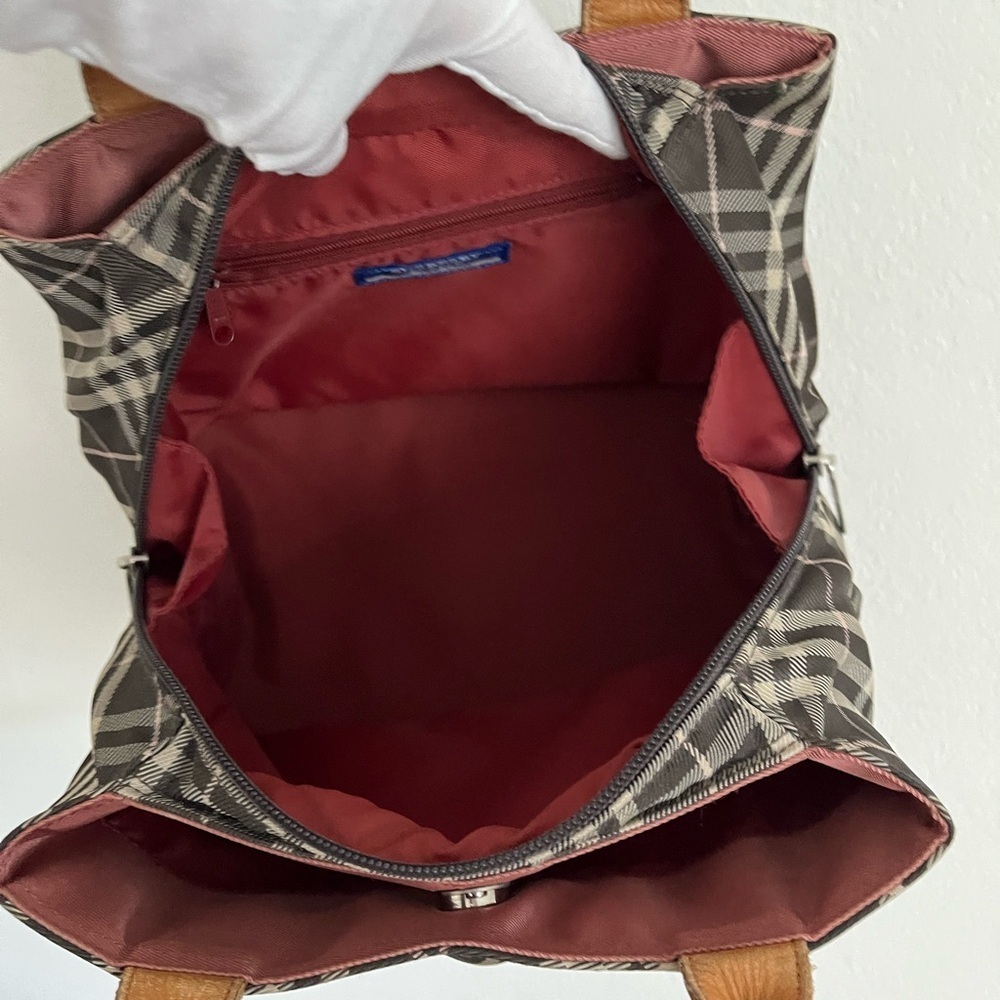 ❗️SOLD❗️Burberry Blue Label Nova Check Tote Rare Dusky Pink Tartan Plaid EUC - Picture 9 of 16